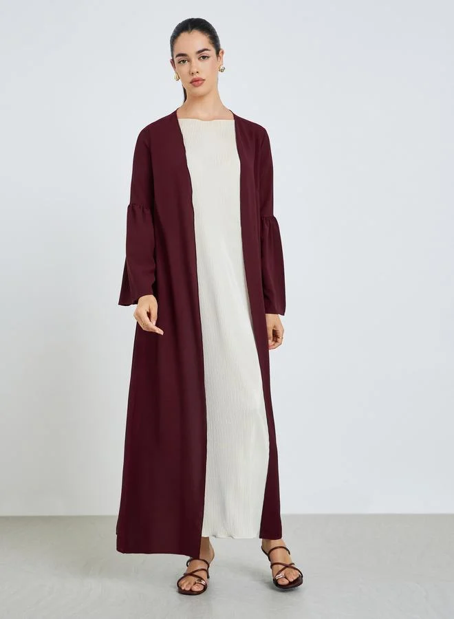 Styli Women Burgundy Solid Abaya